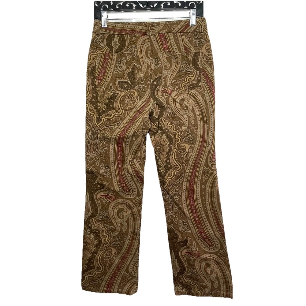 VTGRalph Lauren Paisley Corduroy Velvet Pants Womens 6P Brown‎ Dark Academic - Picture 9 of 13